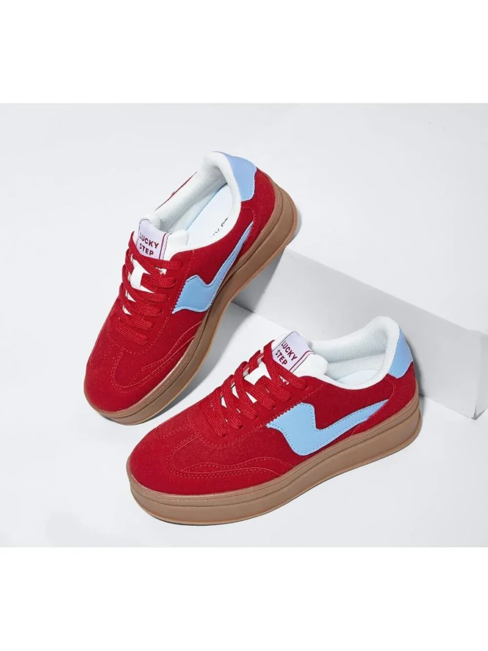🆕Women's Red Blue Platform Fashion Sneakers Thick Sole Casual Walking Shoes